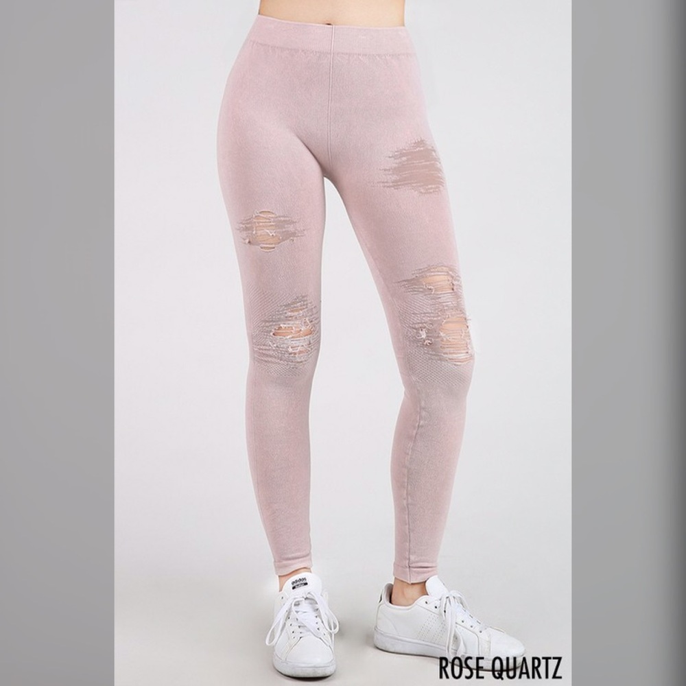 LAST Pair! 🛍Vintage Modal Destroyed Leggings Rose - Picture 2 of 2